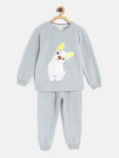 

Cherry Crumble Unisex Kids Blue Self Design Night Suit