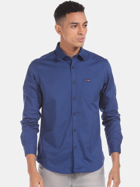 

U.S. Polo Assn. Men Navy Blue Regular Fit Solid Cotton Casual Shirt