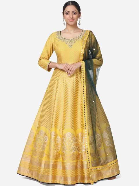 

BOMBAY SELECTIONS Women Mustard Embroidered A-Line Kurta