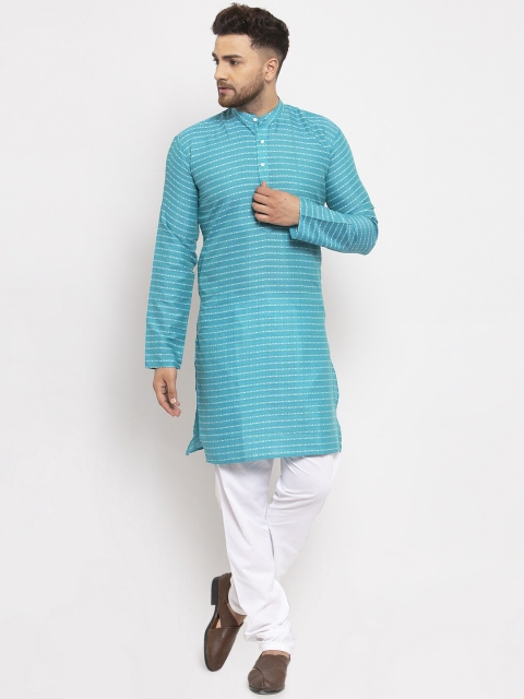 

Jompers Men Blue & White Printed Kurta with Churidar