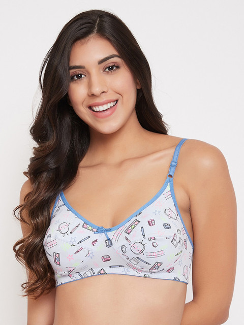 

Clovia Blue & Pink Printed Non-Wired Non Padded Full Coverage Everyday Bra BR0227J0332B