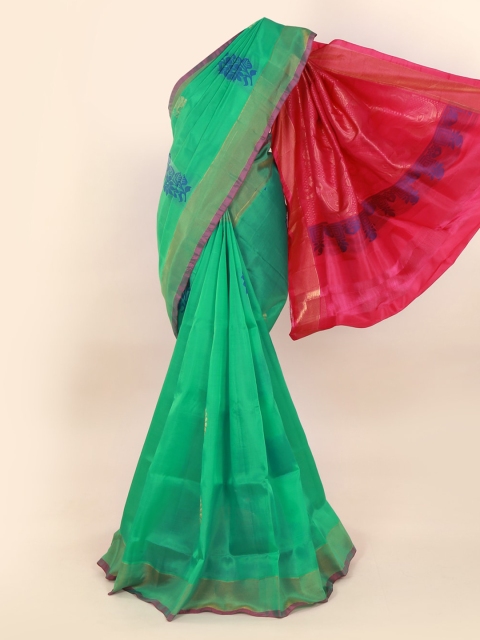 

Pothys Green Solid Pure Silk Saree