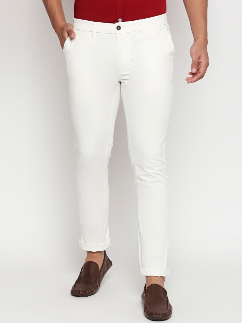 

Basics Men Off-White Tapered Fit Solid Regular Trousers
