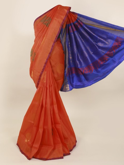 

Pothys Orange Woven Design Pure Silk Saree