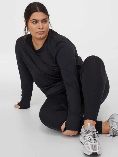 

H&M Plus Women Black High Waist Sports Sustainable Tights