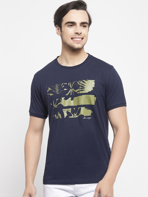 

Allen Cooper Men Navy Blue Slim Fit Printed Round Neck T-shirt