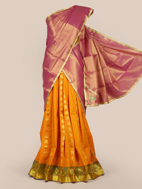 

Pothys Pink Woven Design Tissue Half Saree