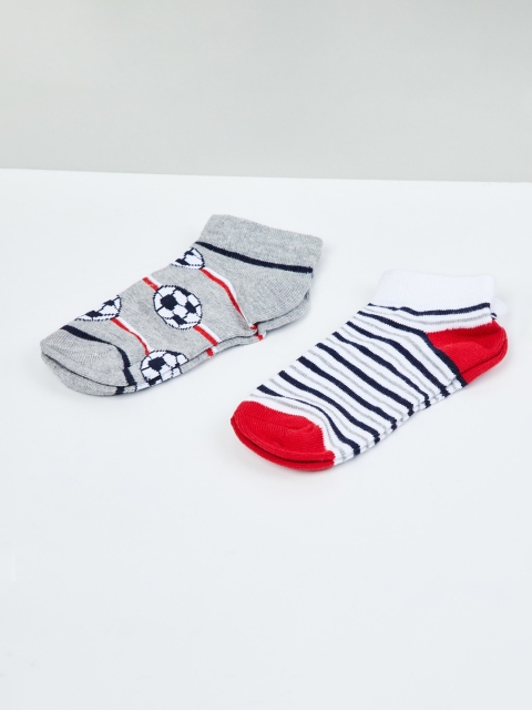 

max Boys Pack Of 2 Patterned Ankle-Length Socks, Grey