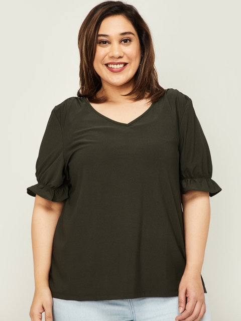 

nexus Women Olive Green Solid Top