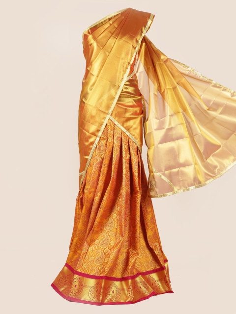 

Pothys Gold-Toned Solid Tissue Half Saree