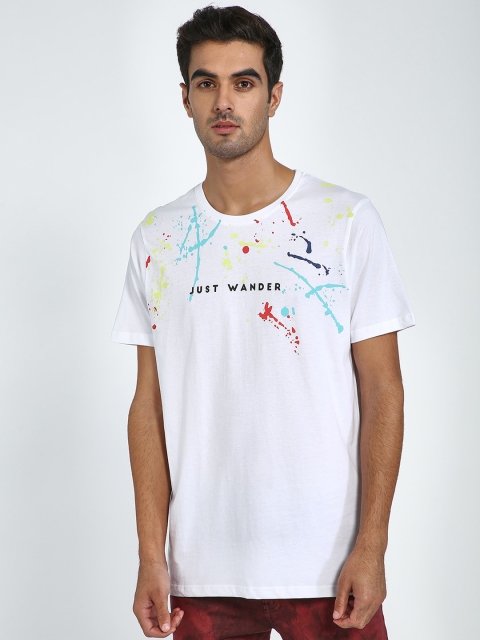 

Blue Saint Men White Printed Round Neck T-shirt