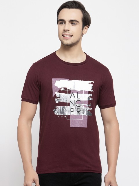 

Allen Cooper Men Maroon Slim Fit Printed Round Neck T-shirt
