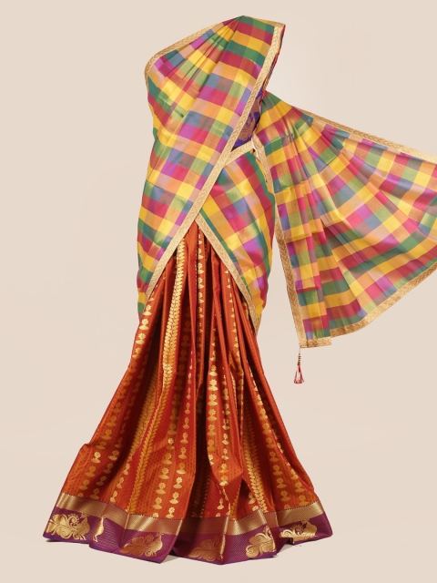 

Pothys Multicoloured Checked Traditional Half Saree Tissue Half Saree, Multi