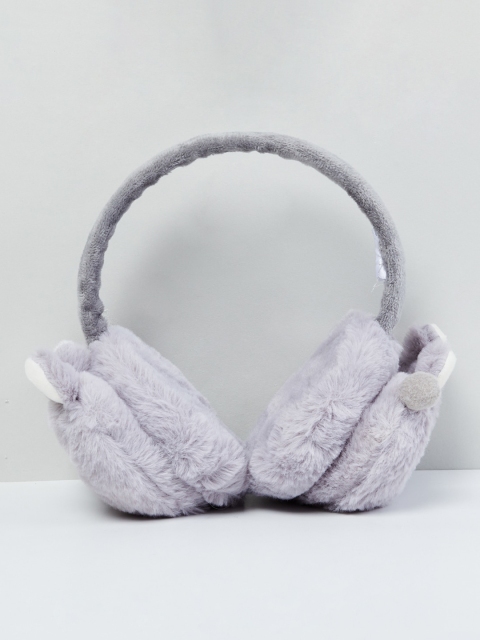 

max Women Grey Solid Fuzzy Bunny-Ear Ear Muffs