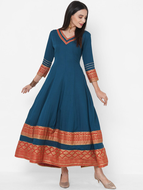 

FASHOR Women Teal Solid Anarkali Kurta
