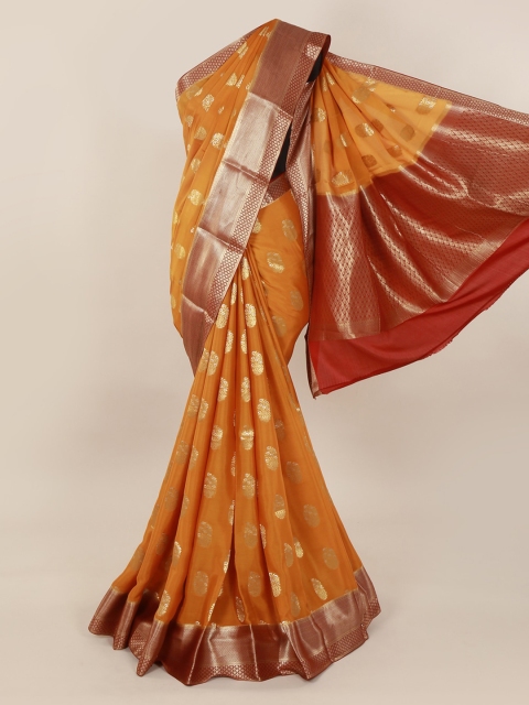 

Pothys Mustard Yellow Pure Silk Printed Mysore Silk Saree