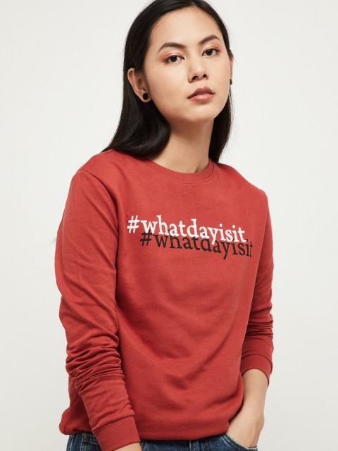 

max Women Red Printed Sweatshirt