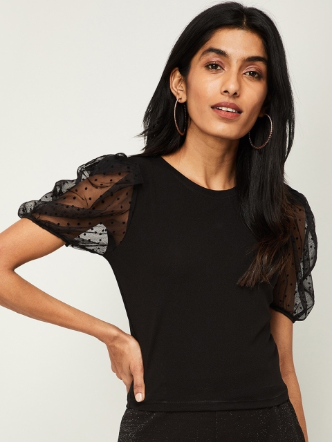 

Ginger by Lifestyle Women Black Solid Top