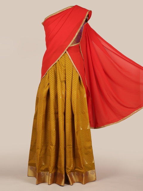 

Pothys Red Solid Poly Chiffon Traditional Half Saree