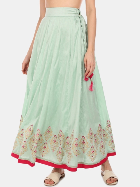 

Anahi Women Lime Green & Red Printed Maxi Panel Skirt