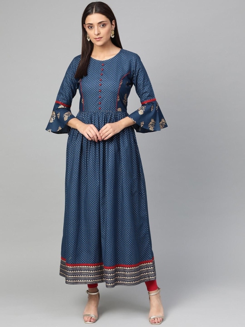 

Myshka Women Navy Blue Printed Dress