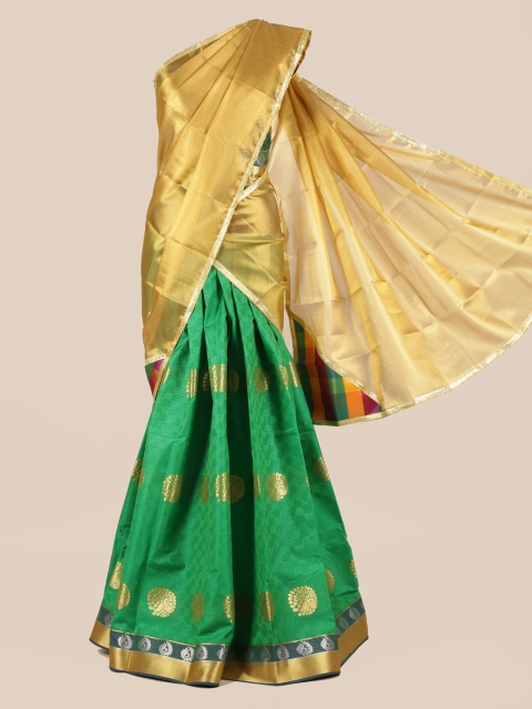 Pothys Gold-Toned Woven Design Half Saree