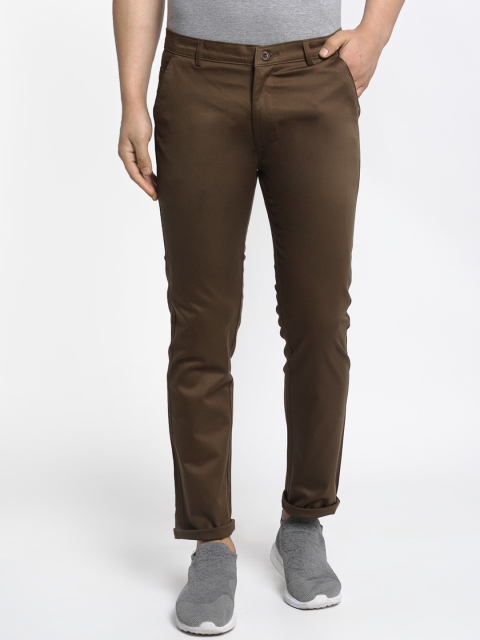 

Rodamo Men Brown Slim Fit Solid Regular Trousers