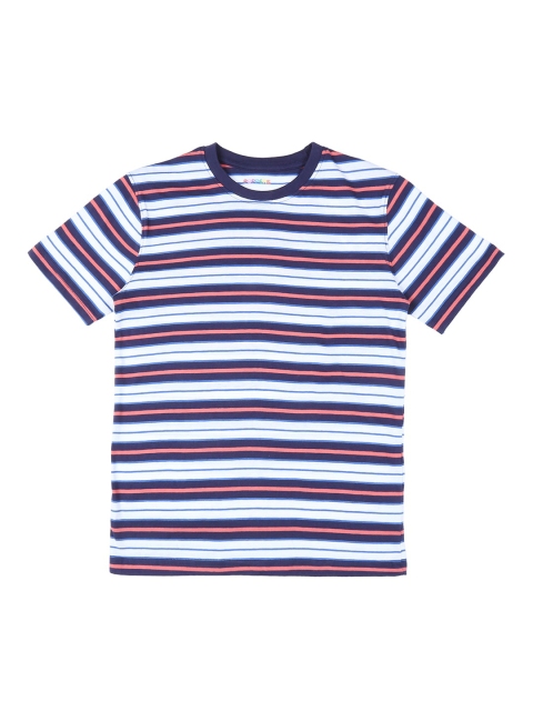 

POPPERS by Pantaloons Boys Navy Blue & Orange Striped Round Neck T-shirt