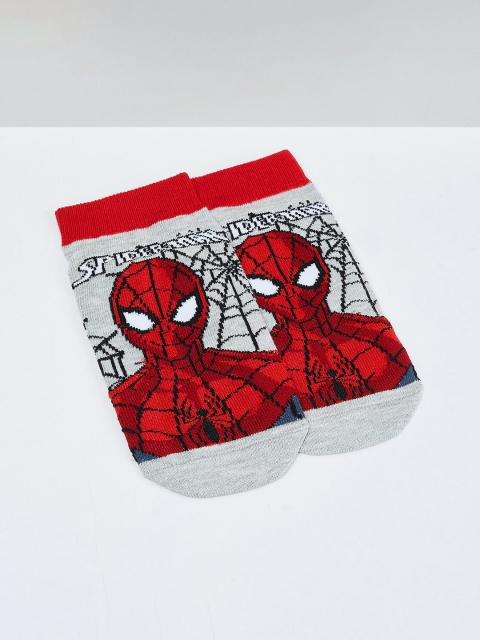 

max Red & Grey Boys Patterned Ankle-Length Socks