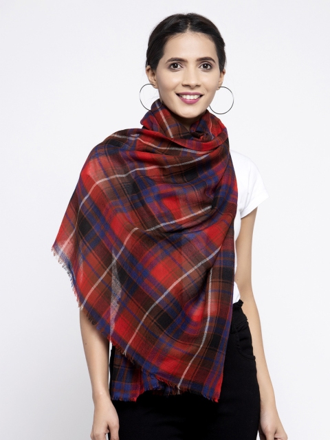 

Calvadoss Women Red & Blue Checked Sustainable Long Fit Muffler