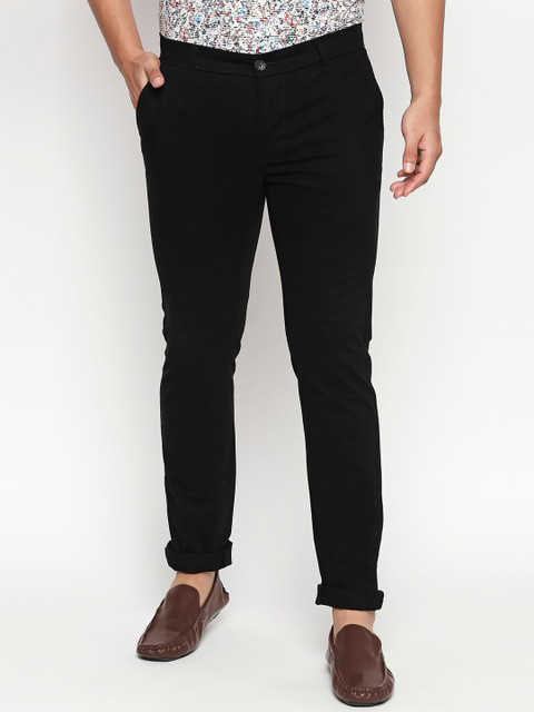 

Basics Men Black Tapered Fit Solid Regular Trousers