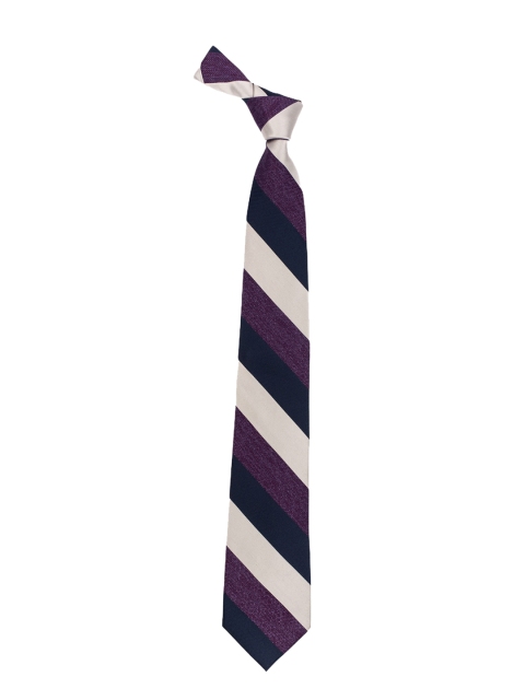 

The Tie Hub Men Navy Blue & Purple Striped Pure Silk Broad Tie