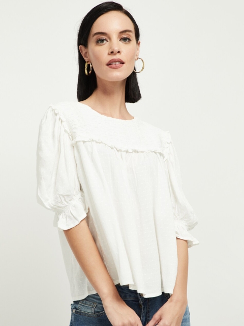 

max Women Cream Self Design Top