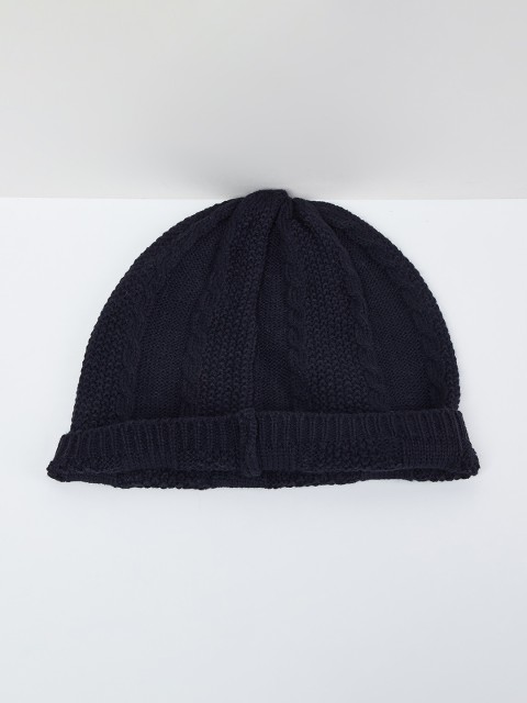 

max Men Black Self Design Beanie
