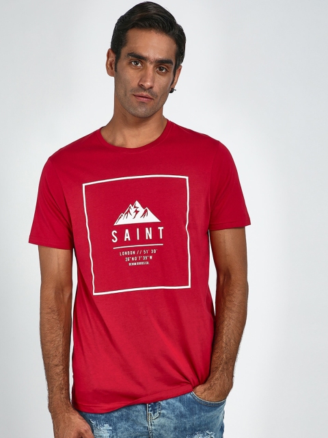 

Blue Saint Men Red Printed Round Neck T-shirt