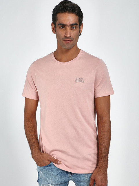 

Blue Saint Men Pink Solid Round Neck T-shirt