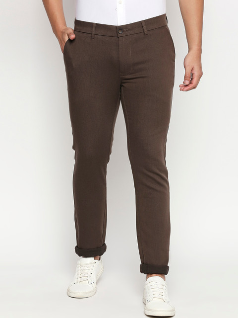 

Basics Men Brown Tapered Fit Solid Regular Trousers