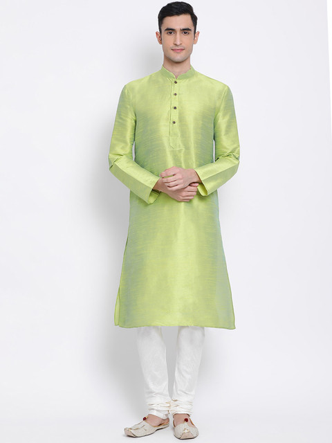 

Sanwara Men Green & White Solid Kurta with Pyjamas