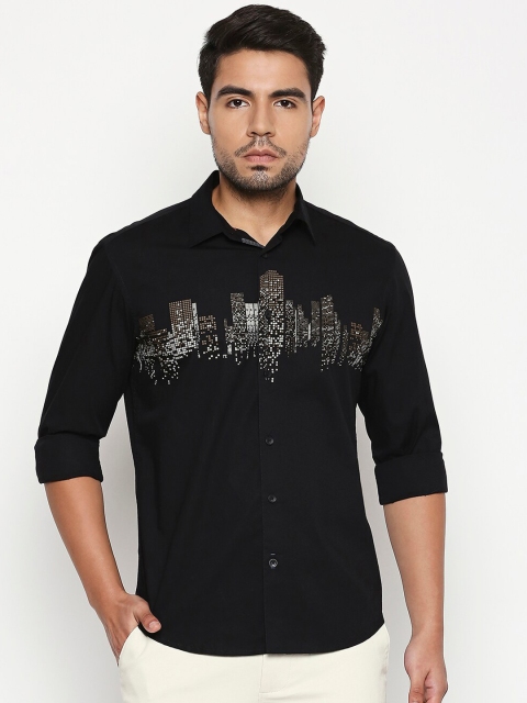 

Basics Men Black Slim Fit Solid Casual Shirt