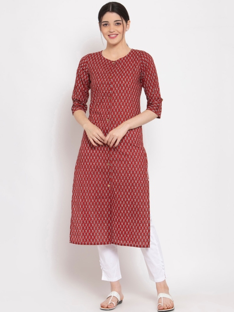 

ALC Creations Women Brown Printed Straight Kurta