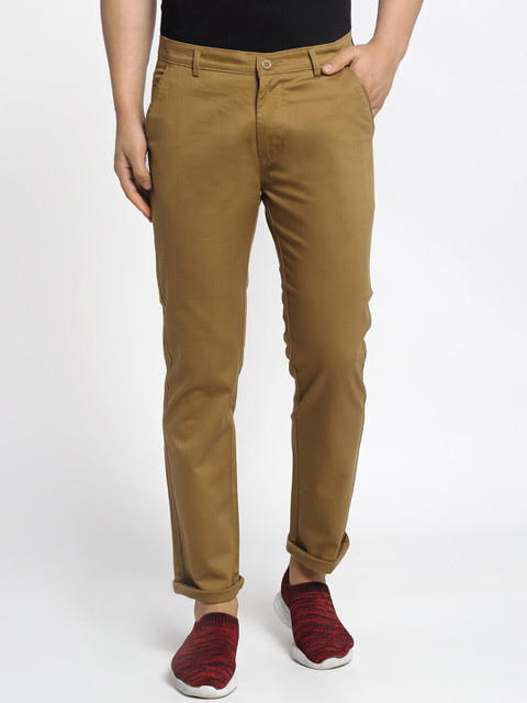 

Rodamo Men Khaki Slim Fit Solid Regular Trousers