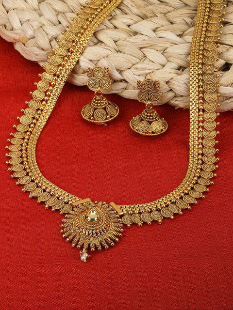 

Adwitiya Collection 24KT Gold-Plated Antique Jewellery Set