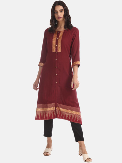 

Anahi Women Maroon Printed A-Line Kurta