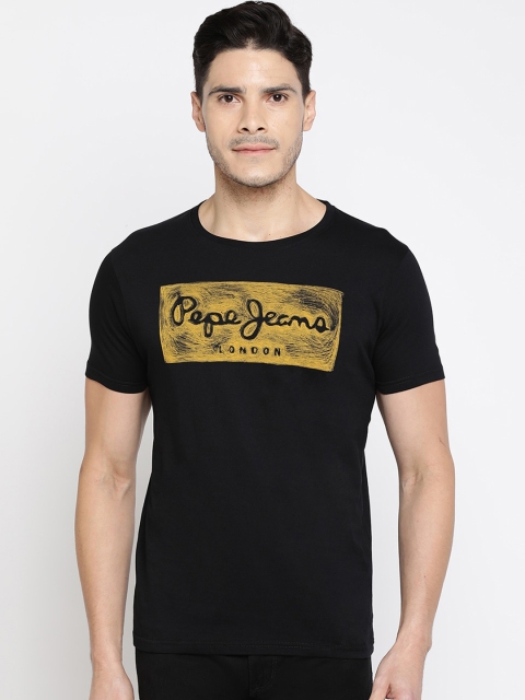 

Pepe Jeans Men Black Printed Round Neck T-shirt