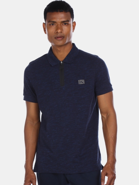

U.S. Polo Assn. Men Navy Blue Printed Polo Collar T-shirt