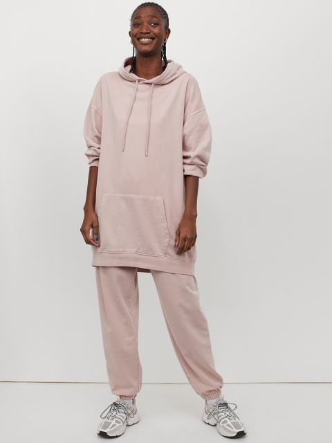 

H&M Women Pink Hooded Sweatshirt Sustainable Dress