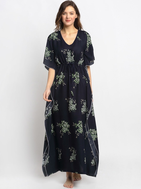 

Claura Navy Blue & White Printed Nightdress