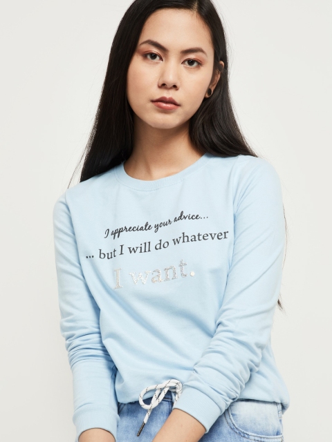 

max Women Blue Printed Sweatshirt