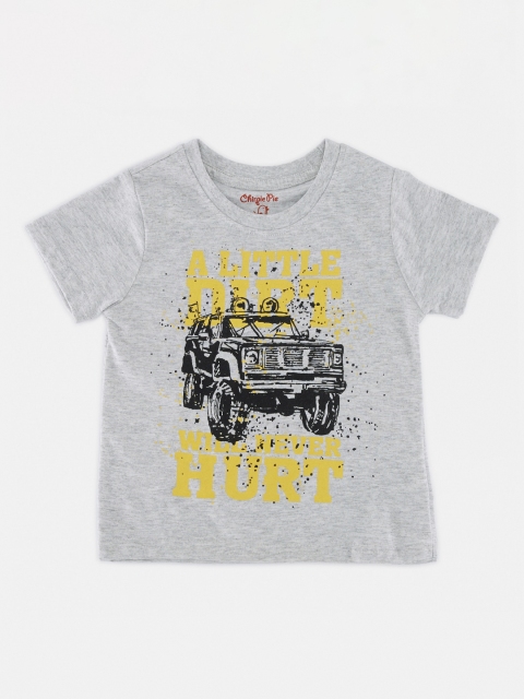 

Chirpie Pie by Pantaloons Boys Grey Black Printed Round Neck Pure Cotton T-shirt