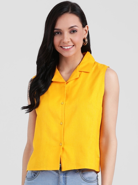 

Zink London Yellow Pure Cotton Shirt Style Top